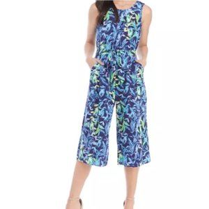 Nine West Sleeveless Summer Sky Cropped Jumpsuit